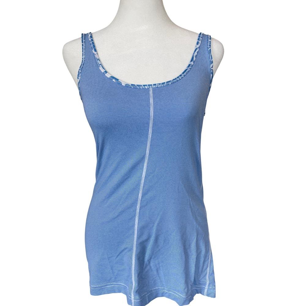 Lululemon Womens Blue White Striped Racerback Tank Top‎ S Yoga Gym Athletic